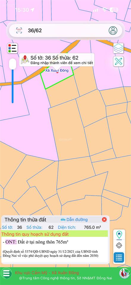 Đất lúa xuân đông, cẩm mỹ, 4.742m2, giá 2,3 tỷ