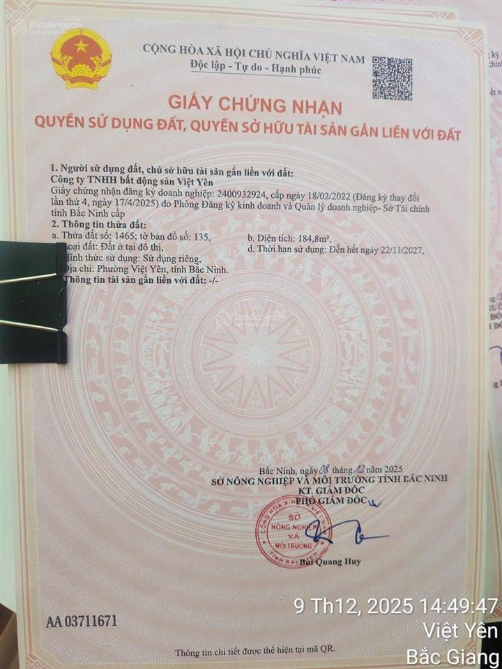 Duy nhất 1 lô góc om15 mặt ngoài vị trí cực đẹp vừa ở vừa kinh doanh cực tốt ở việt yên. ib egửi tt