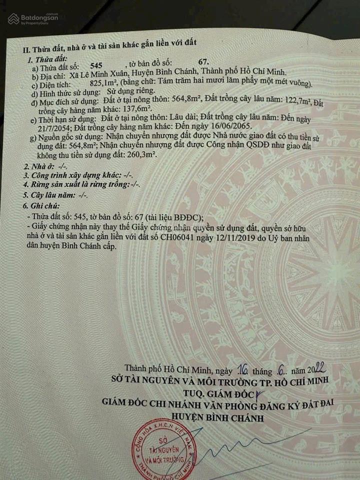Bán đất làm nhà vườn đường thích thiện hòa. 825m2 có 565m2 thổ cư