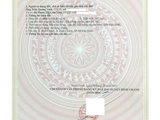 Bán đất kdc hoàng phan thái, bình chánh.dt 5x21=107m