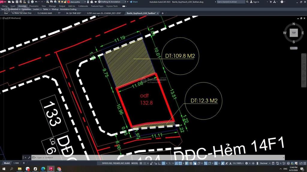 Bán đất mặt tiền đường dương đình cúc. dt 11x26=285m2