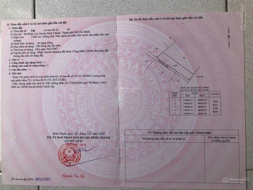 Bán đất vườn mặt tiền đường kênh thầy thuốc. dt 2683m2