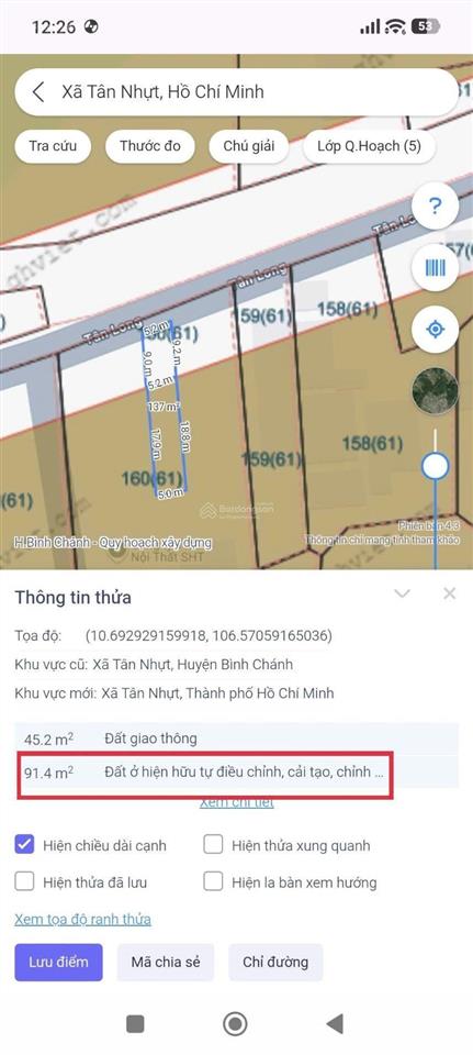 Bán đất mặt tiền đường tân long. dt 5x27=136m. cách bv nhi đồng tp 1km.