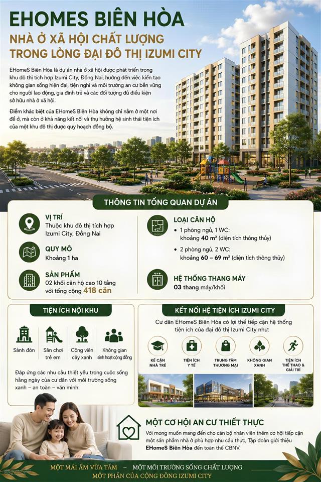 Căn hộ nhà ở xã hội ehome tại đại đô thị izumi city, biên hòa, đồng nai