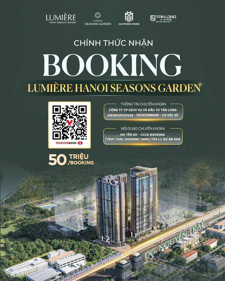 Đặt mua sớm căn hộ 2n cao cấp lumière hanoi seasons gardencao xà lá, vốn chỉ 10%, tts chỉ từ 120tr