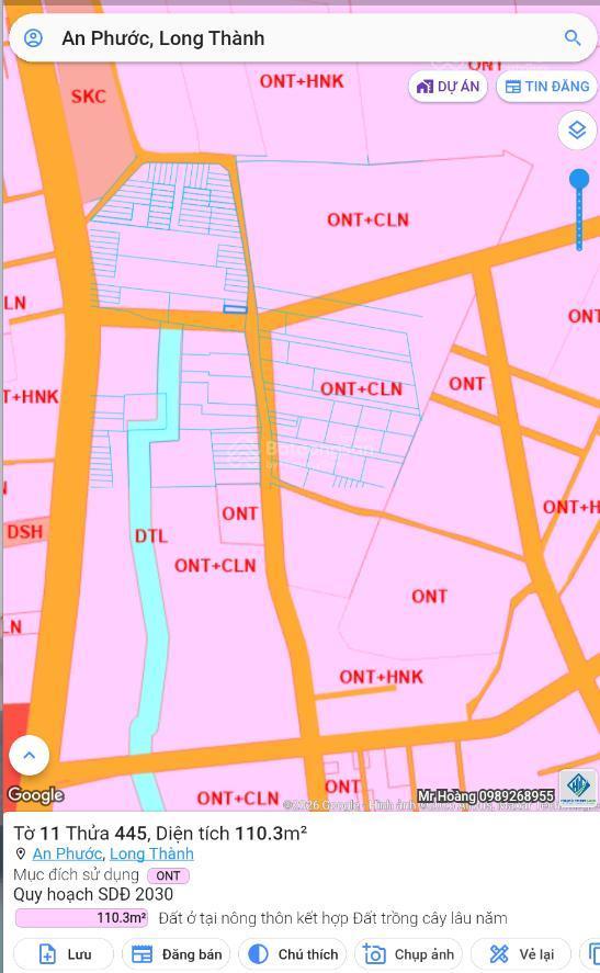 Đất nền sát kcn tam phước  sổ sẵn  thổ cư 100% lô 1 110m² (5x20.10)  giá 1,940 tỷ.