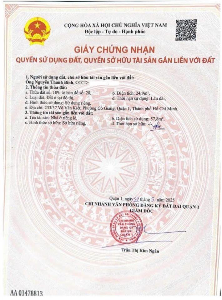 2,95 tỷ nhà shr 25m2 quận 1 giao dịch chính chủ