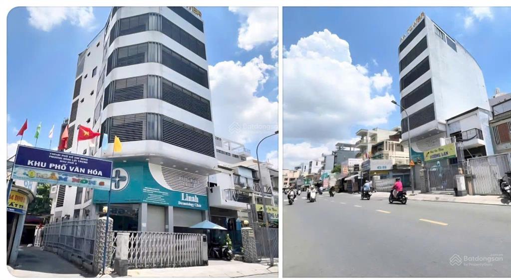 Tòa nhà góc 2 mặt tiền siêu đẹp, nguyễn văn đậu, p5, bình thạnh dt 9x18m, hầm, 7 tầng 46 tỷ