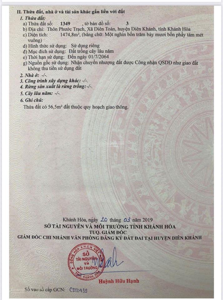 Bán đất full thổ phước trạch ,diên toàn, diên khánh,khánh hòa