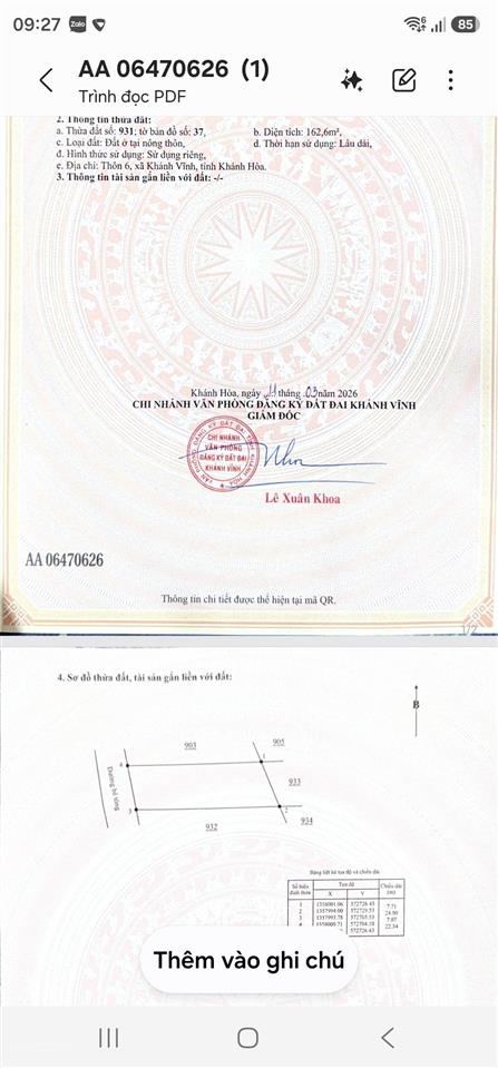 Bán đất ở đô thị tại thị trấn khánh vĩnh giá 5tr5/m