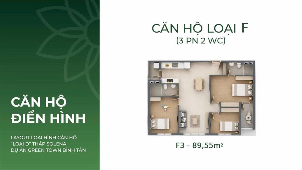 Hiếm có! bán căn hộ 3pn đẳng cấp dự án green town bình tân 91m2 giá chỉ 3,45 tỷ