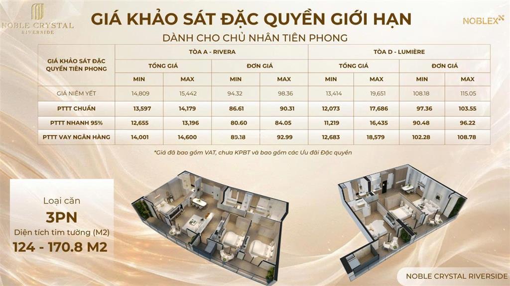 Noble crystal riverside biểu tượng sống đẳng cấp bên sông sài gòn  7.3 tỷ/căn 2pn 88m²