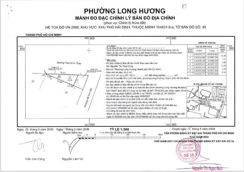 Cần bán đất mặt tiền đường trịnh đình thảo kim dinh