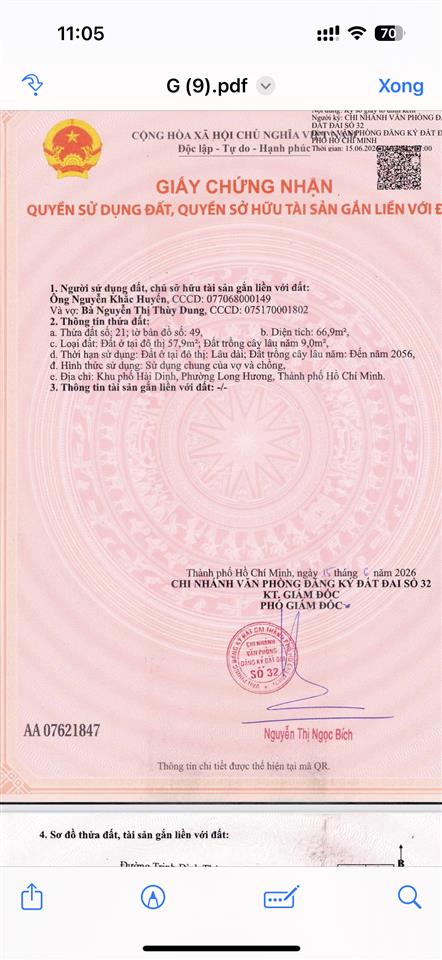 Cần bán đất mặt tiền đường trịnh đình thảo kim dinh