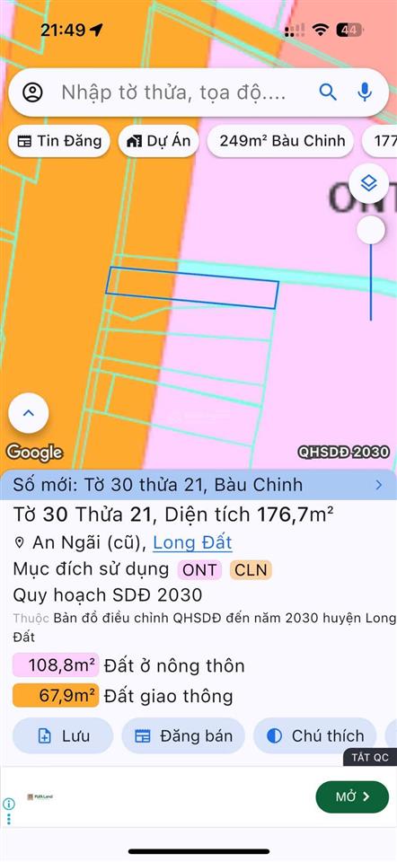 Cần bán đất mặt tiền đường bùi công minh an ngãi