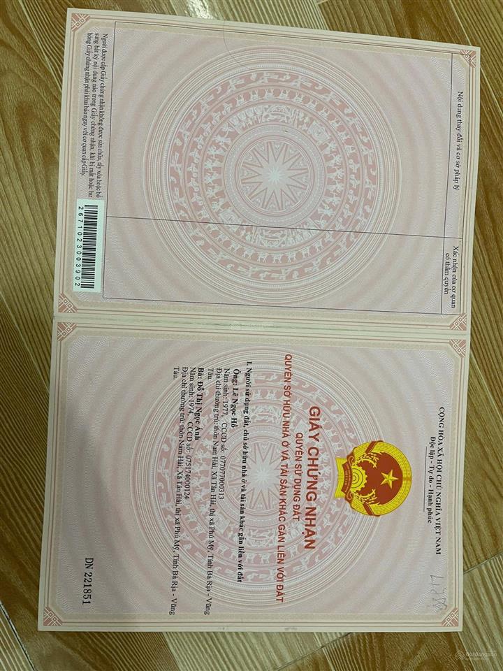 Bán đất tại xã tân hải, phú mỹ, bà rịa vũng tàu, 1,3 tỷ, 116,7 m2, giá ưu đãi hot!