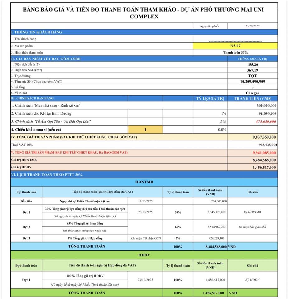 Bán căn góc 3 mặt tiền n507 siêu phẩm uni complex