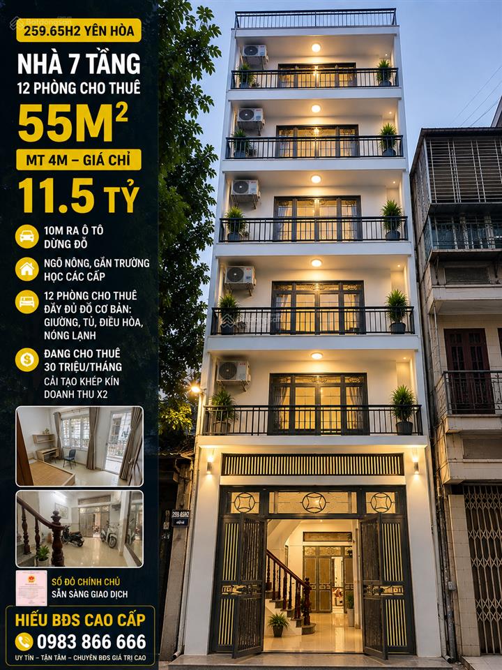 Nhà phố yên hoà 55m 7 tầng siêu hiếm
