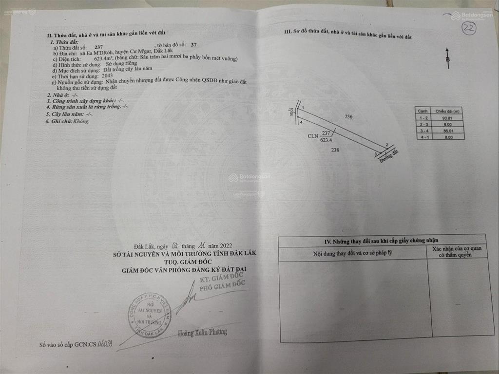 Bán gấp đất trồng cây tại xã m'roh, huyện cư m'gar, đắk lắk, 210 triệu, 600m2