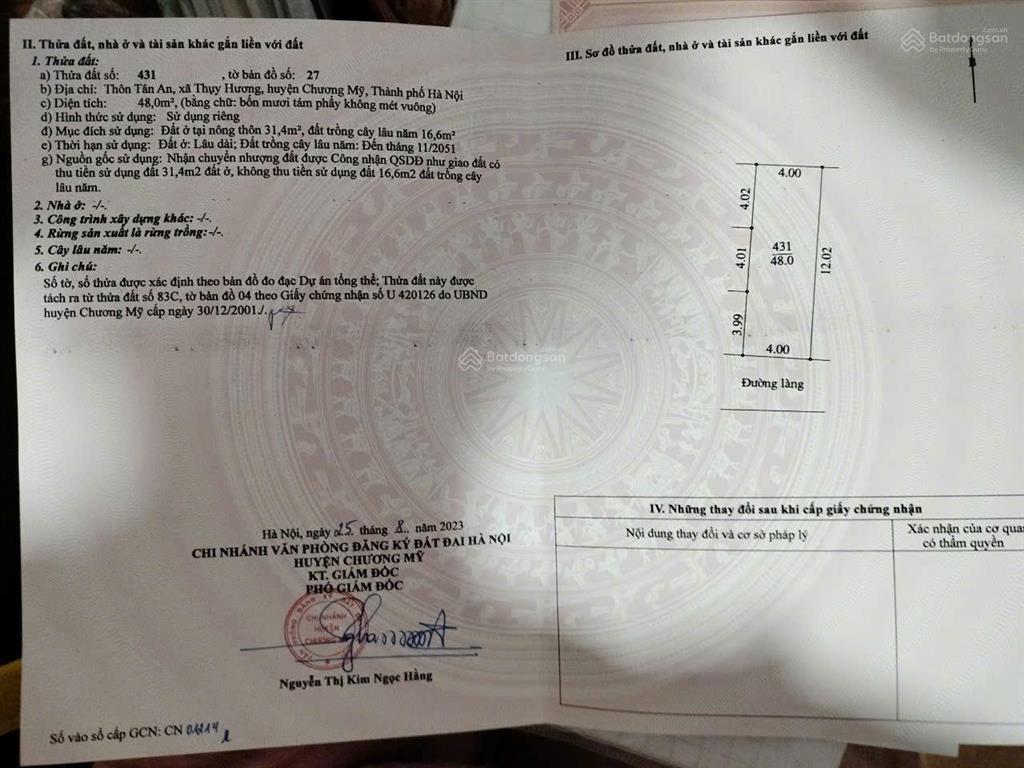 Độc quyền vp bán nhanh lô đất tdp thụy hương, chương mỹ