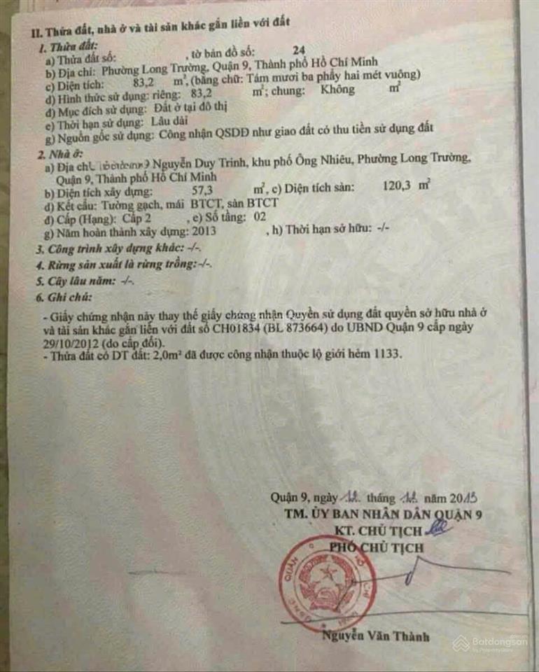 Nhà long trường 83m2 2 tầng 4tỷ9 nhà mới đẹp