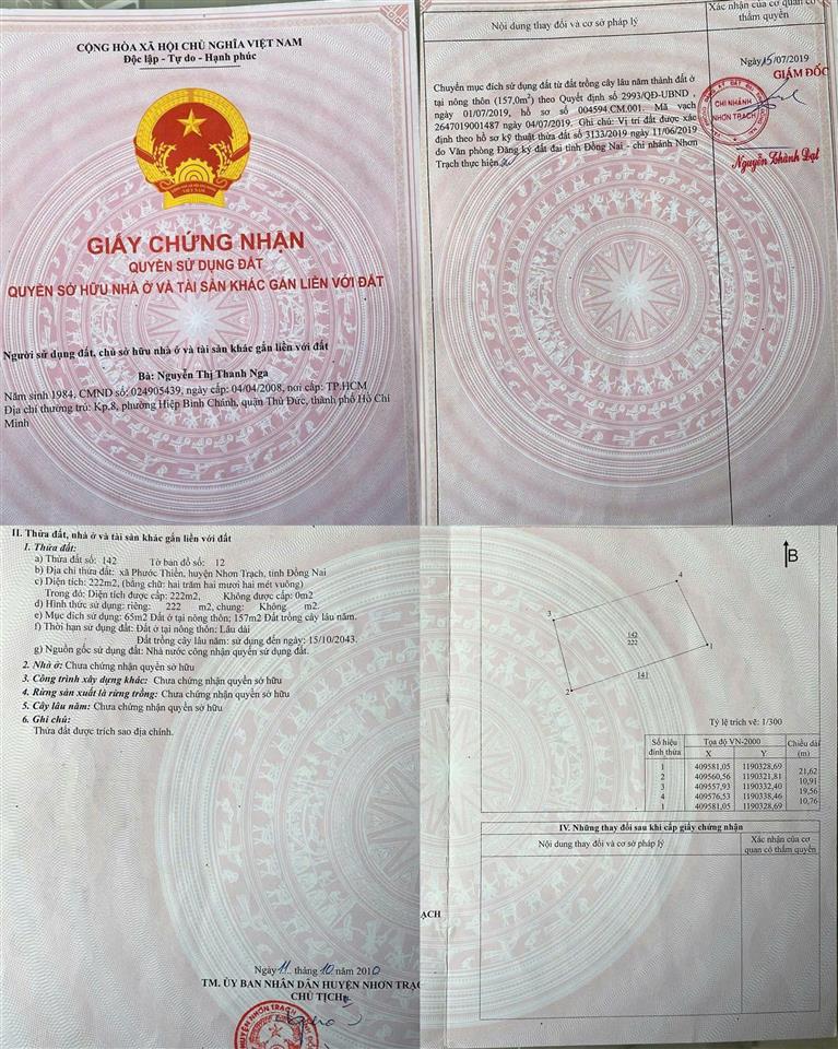 CHÍNH CHỦ BÁN ĐẤT PHƯỚC THIỀN – NHƠN TRẠCH, ĐỒNG NAI