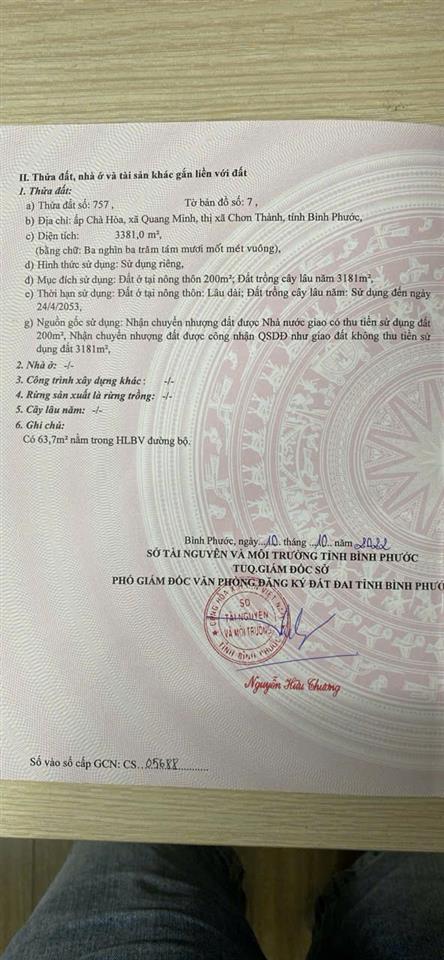 CHÍNH CHỦ BÁN ĐẤT DIỆN TÍCH LỚN – TẠI XÃ TÂN QUAN, TỈNH ĐỒNG NAI - GIÁ CHỈ 1TỶ800
