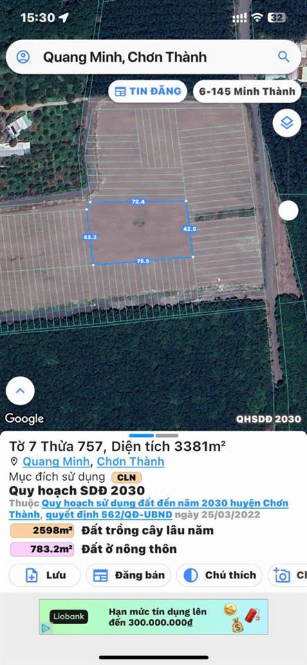 CHÍNH CHỦ BÁN ĐẤT DIỆN TÍCH LỚN – TẠI XÃ TÂN QUAN, TỈNH ĐỒNG NAI - GIÁ CHỈ 1TỶ800