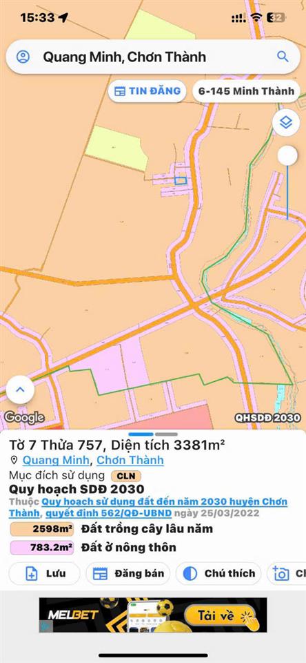 CHÍNH CHỦ BÁN ĐẤT DIỆN TÍCH LỚN – TẠI XÃ TÂN QUAN, TỈNH ĐỒNG NAI - GIÁ CHỈ 1TỶ800
