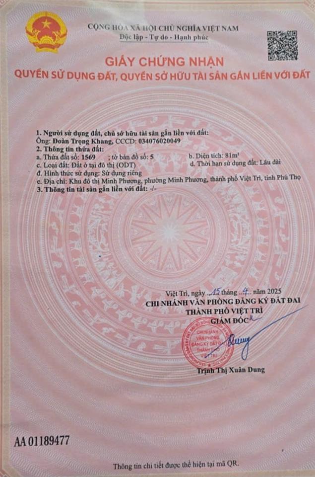 CHÍNH CHỦ BÁN NHÀ 3 TẦNG – KĐT MINH PHƯƠNG, VIỆT TRÌ, PHÚ THỌ