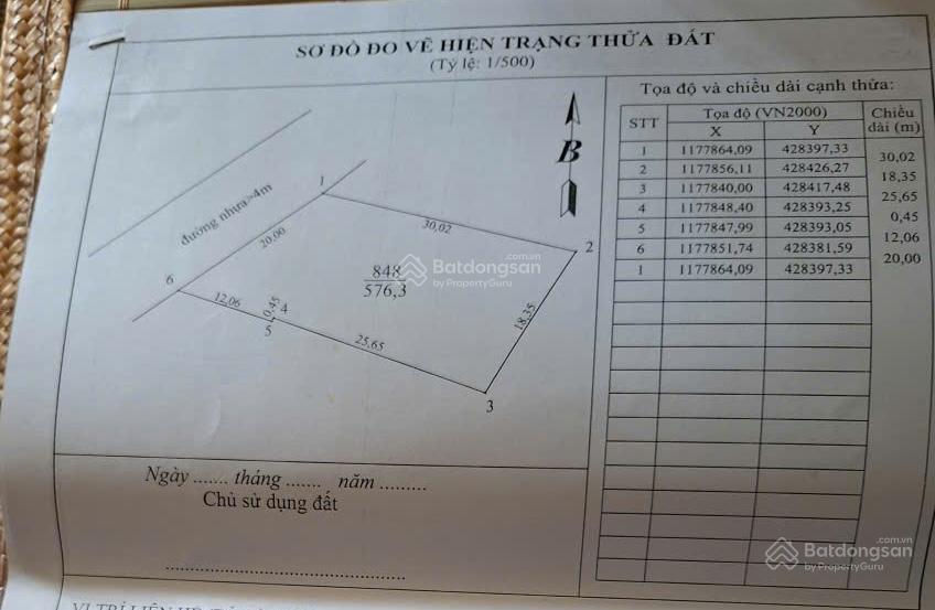 Bán đất 576,3m²  mặt tiền đường nhựa 4m  phường tân thành, tp.hcm