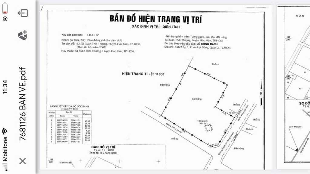 Bán lô đất góc 2 mặt tiền đường phạm văn sáng, xuân thới thượng, dt 3.440m2 full thổ cư