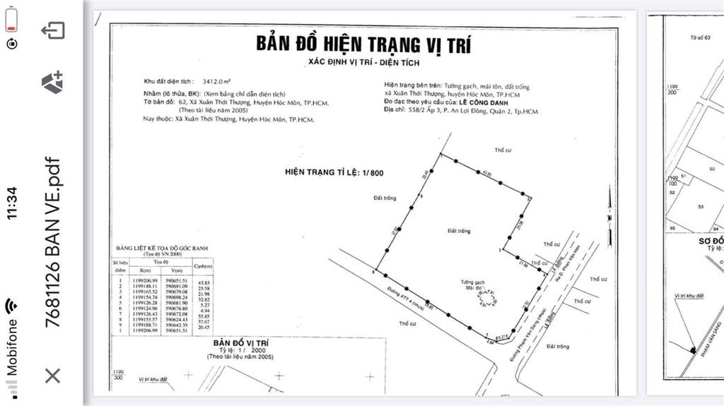 Bán lô đất góc 2 mặt tiền đường phạm văn sáng, xuân thới thượng, dt 3.440m2 full thổ cư