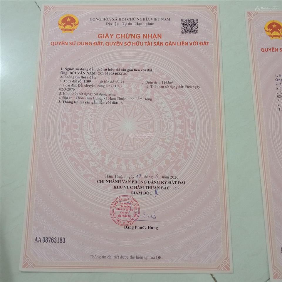 Đất mặt tiền đường nhựa nguyễn văn trỗi thị trấn ma lâm bình thuận