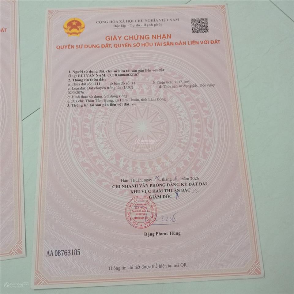 Đất mặt tiền đường nhựa nguyễn văn trỗi thị trấn ma lâm bình thuận