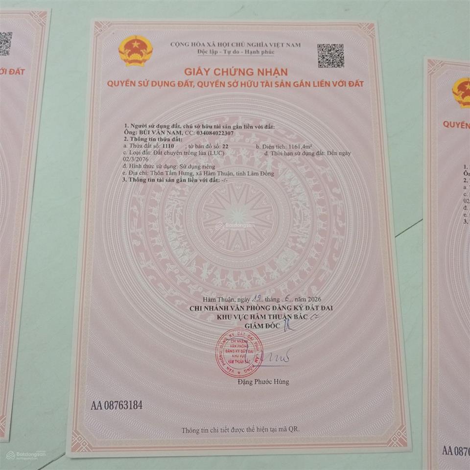 Đất mặt tiền đường nhựa nguyễn văn trỗi thị trấn ma lâm bình thuận