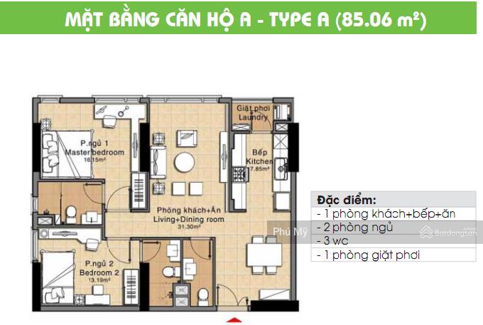 Bán căn hộ 85m2  2pn  3wc nhà đẹp tại chung cư era town q7 giá 2 tỷ 980 (đã trừ sổ)