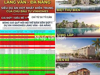 Chính thức nhận booking vinhomes hải vân bay  quỹ hàng đợt 1  liền kề, biệt thự từ 70m2  lâu dài