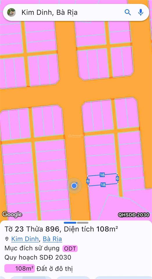 Bán đất dự án đồng nhân  p. kim dinh  tp. bà rịa cũ