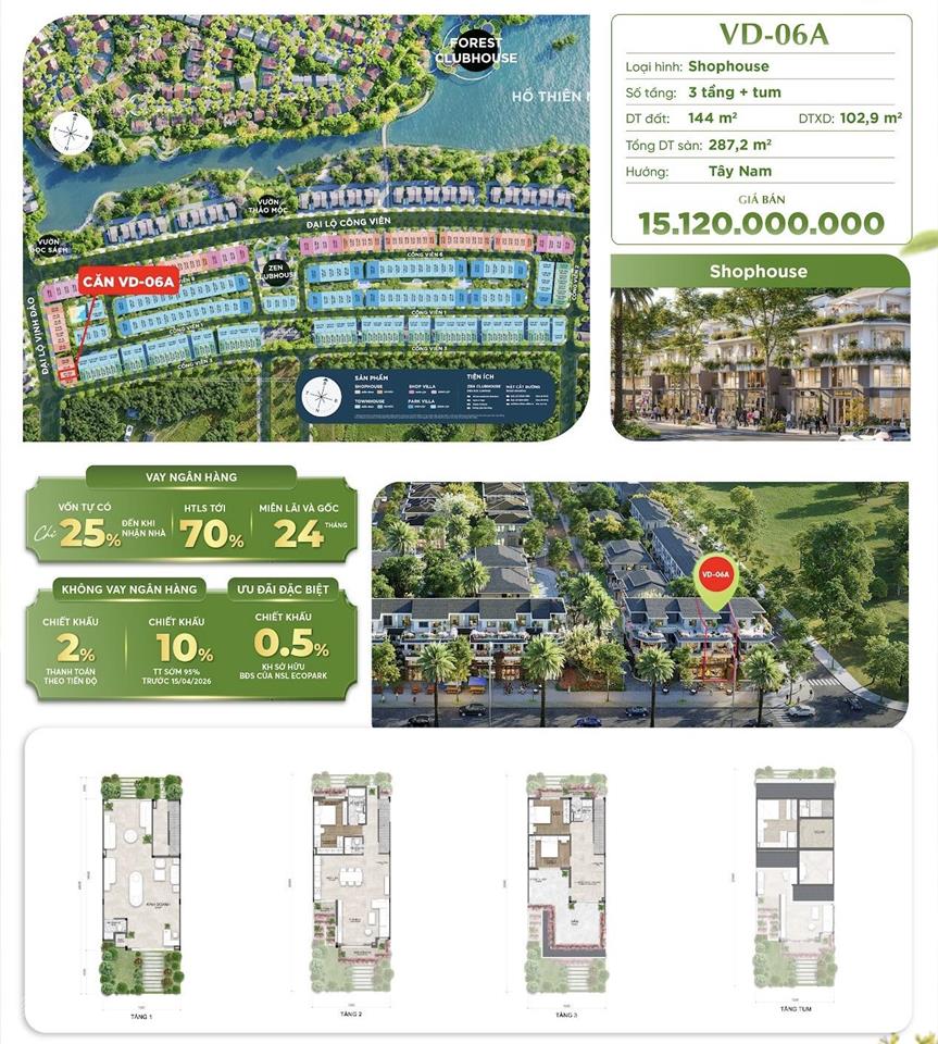 Shophouse trục đại lộ giá thấp nhất khu vực