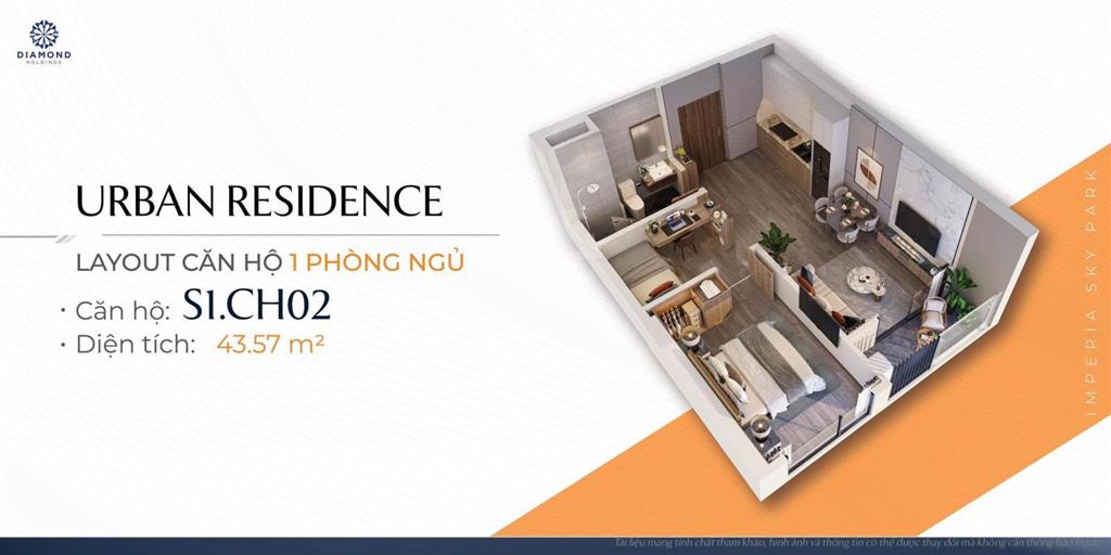 Imperia sky park căn hộ 1pn + 1 | 47,14m2