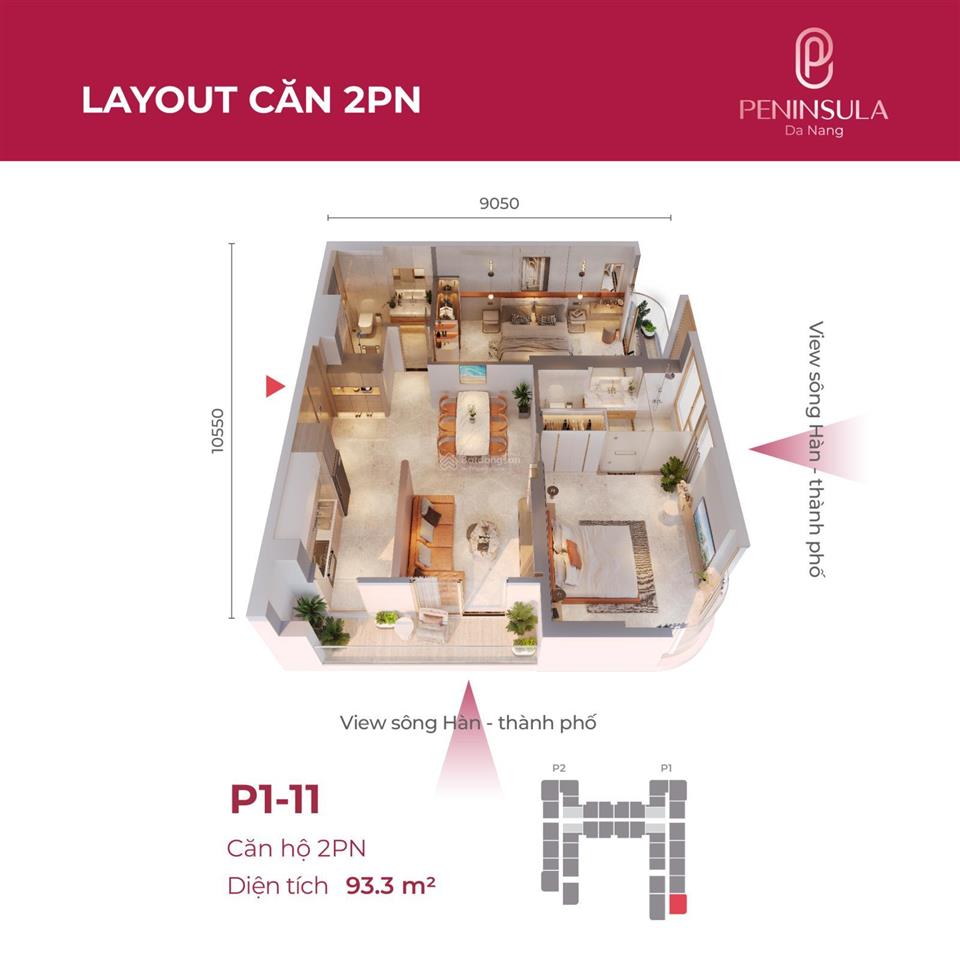 Hàng hot! căn góc 2 phòng ngủ  view trực diện sông hàn  chiết khấu hơn 15%  giá gốc từ cđt