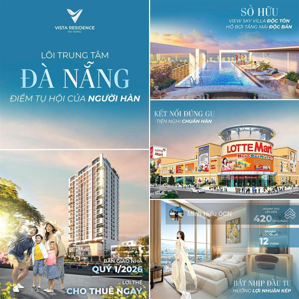 Bán căn hộ 2pn vista đà nẵng tầng cao, nội thất liền tường, sắp bàn giao vào ở luôn