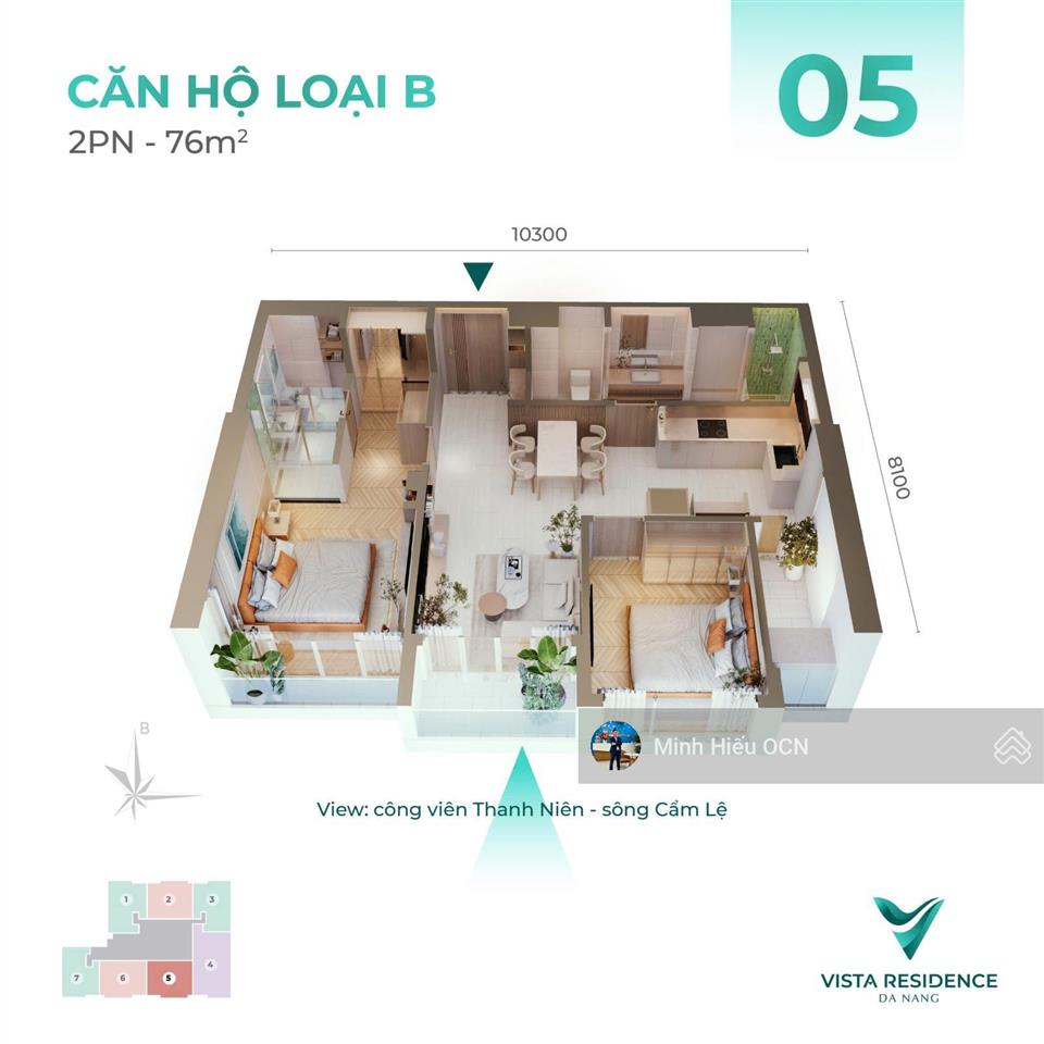 Bán căn hộ 2pn vista đà nẵng tầng cao, nội thất liền tường, sắp bàn giao vào ở luôn