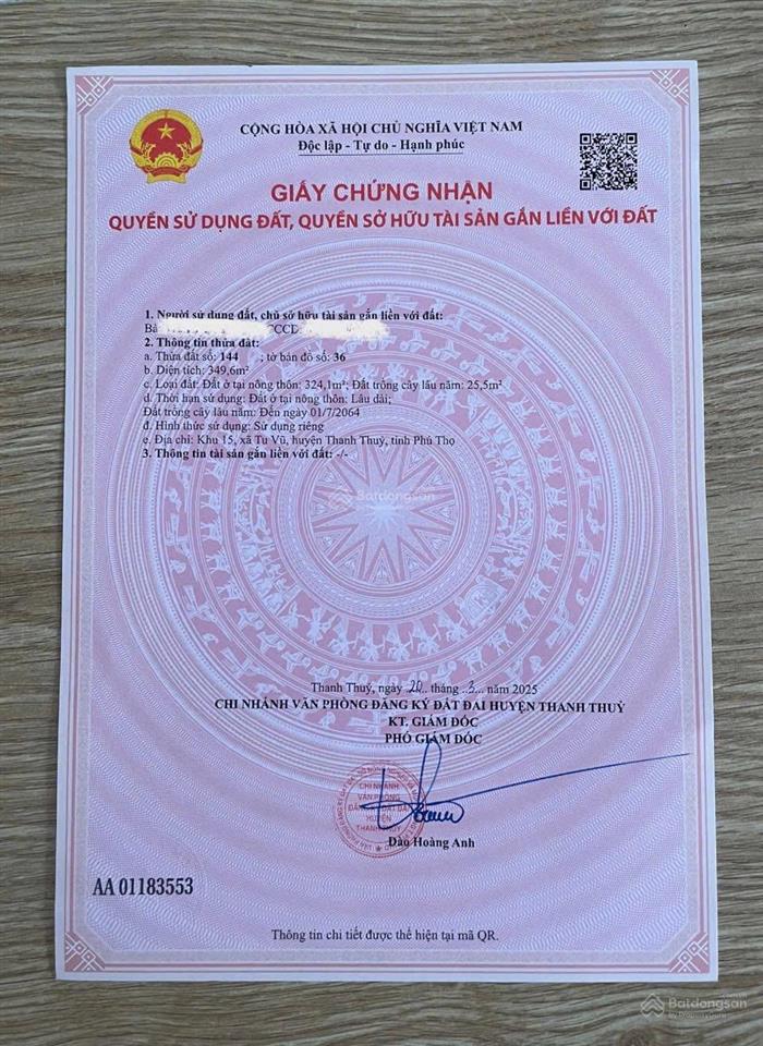 Bán đất nền mặt đường nhựa gần ubnd xã, gần tl 317