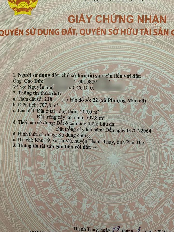 Lô góc 2 mặt tiền có thể phân lô cực đẹp hoặc xây biệt thự nghỉ dưỡng tại tu vũ  thanh thủy