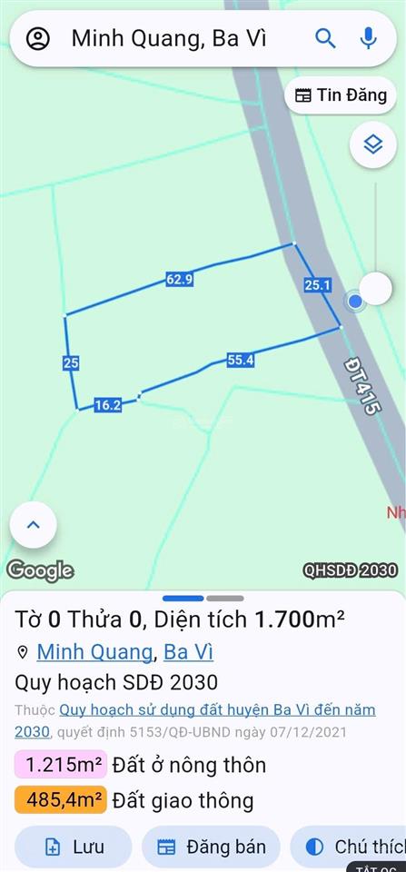 Chính chủ cần bán lô đất thuộc minh quang, ba vì, có thể làm nghỉ dưỡng hoặc kho xưởng đều tiện