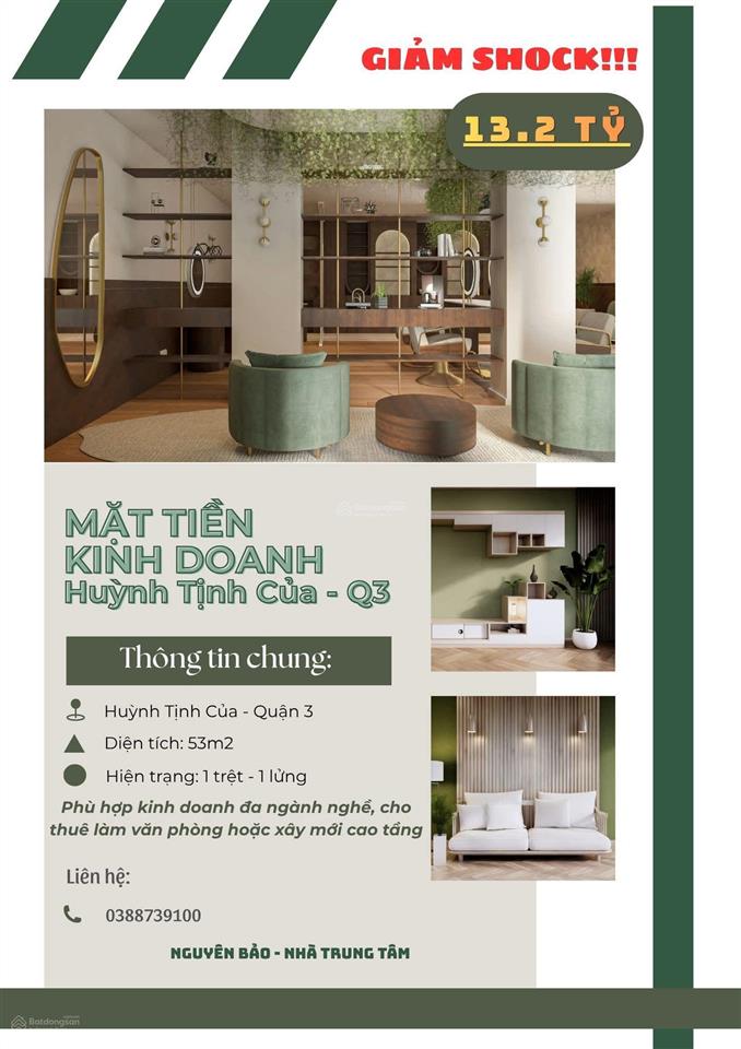 Giảm sâu mặt tiền vip huỳnh tịnh của quận 3 chỉ 13.2 tỷ