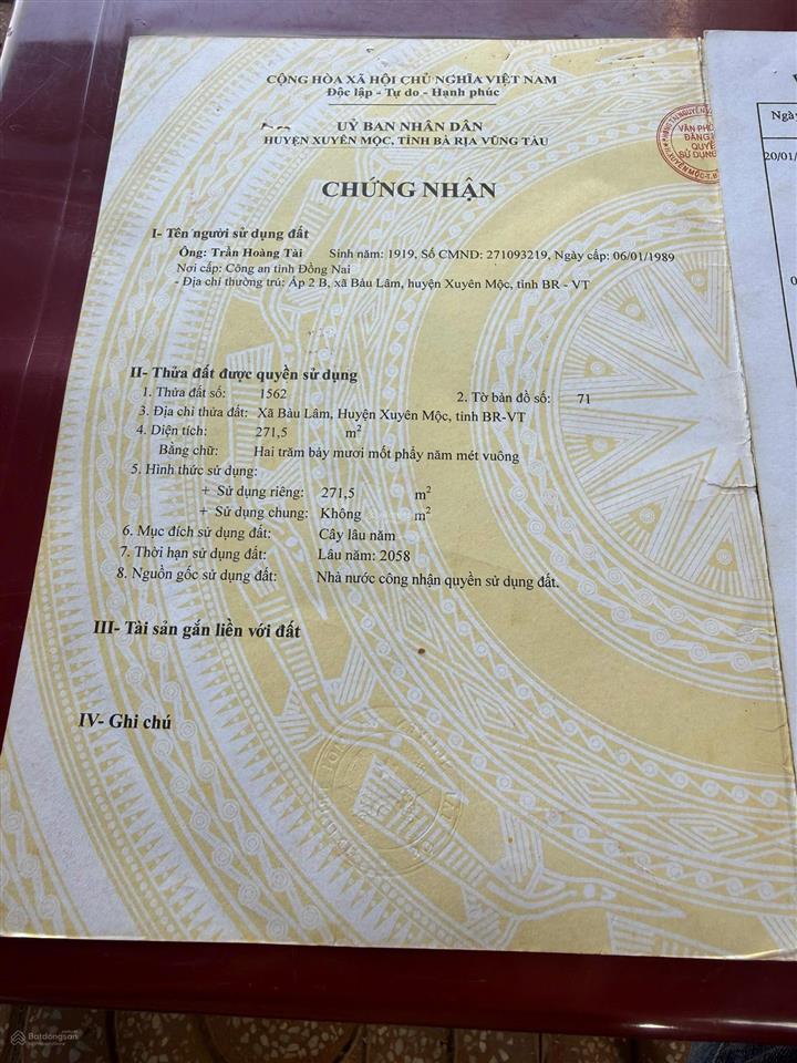 Bán đất tại đường 328, xã bàu lâm, 650 triệu, 280 m2