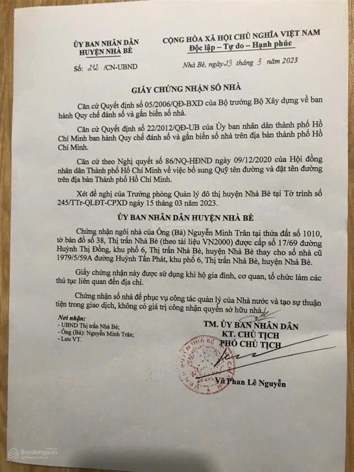 Bán nhà nguyên căn 3pn, 5wc, sân thượng 17/69 huỳnh thị đồng, nhà bè